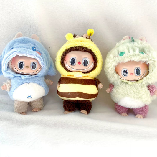 Kawaii Labubu Plush Keychain Outfit Set Dinosaur & Bee for 1st/2nd Gen Vinyl Dolls