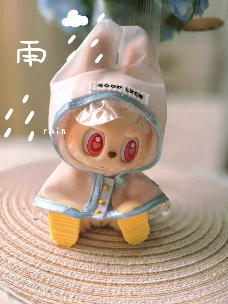 Labubu Doll Raincoat - Clear PVC Outfit Fits Gen1/2/3 (No Doll & Shoes)
