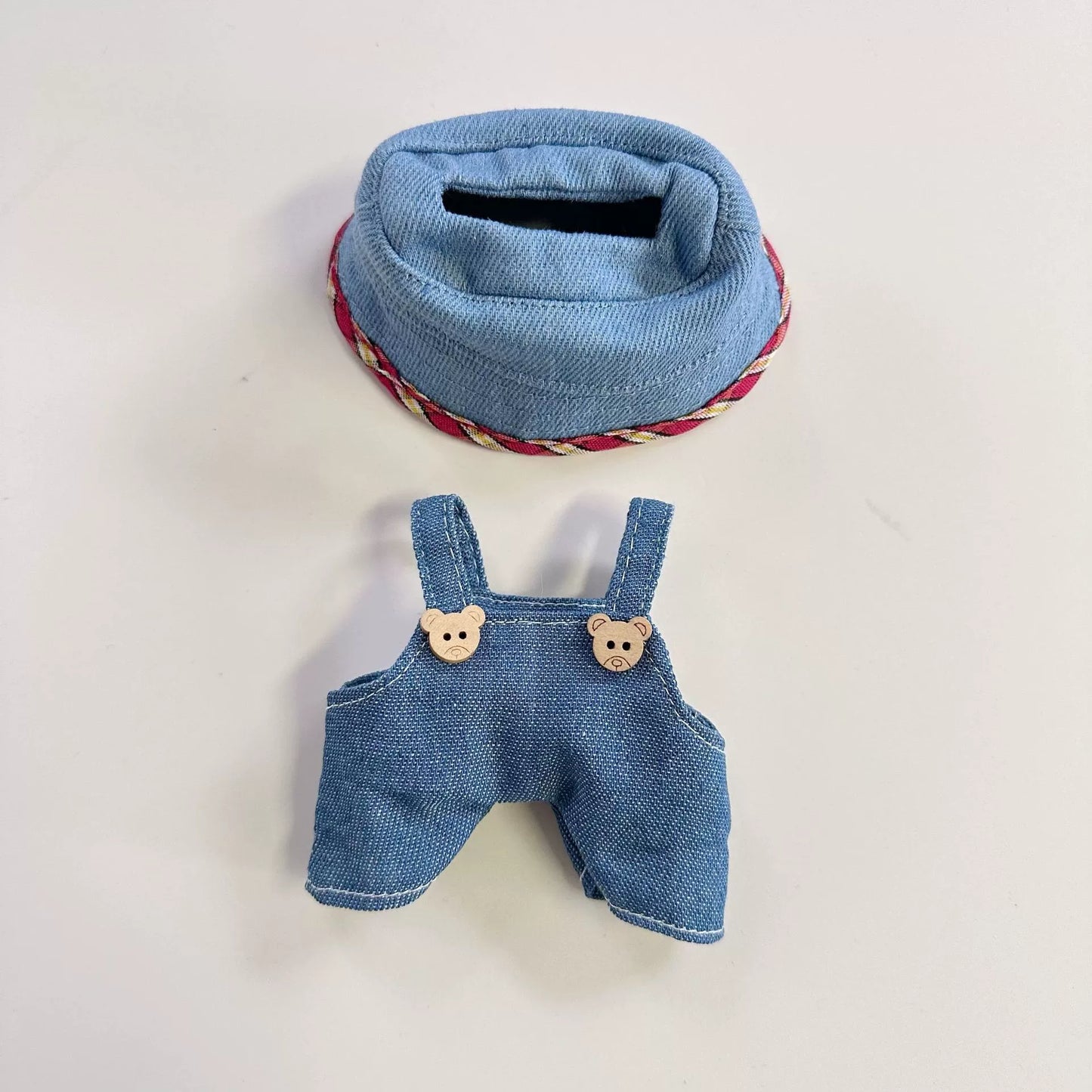 POP MART Labubu Doll Clothes - Denim Skirt & Hat Set for Gen 1/2 Blind Box Figures 17cm (No Doll Included) | Western Cowgirl Outfit