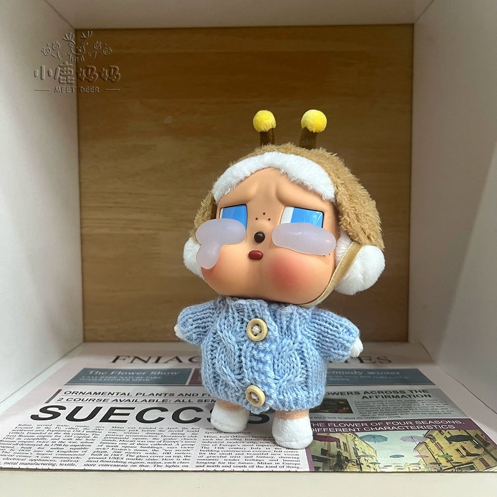 CRYBABY Tears Factory Knit Set - Blue Teddy Bear Sweater for 10cm Vinyl Dolls