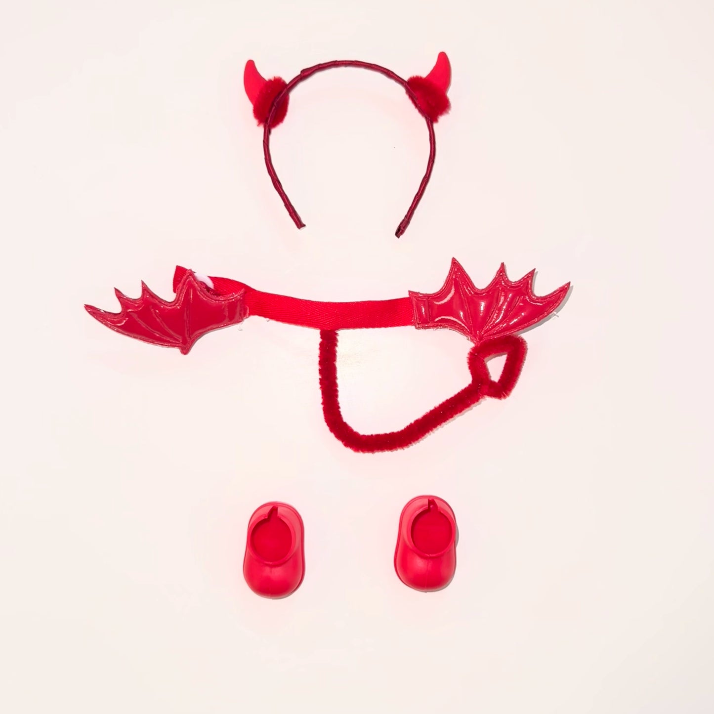 Labubu Coca-Cola Sitting Party Outfit - Red Devil Costume w/ Wings & Tail for Vinyl Doll