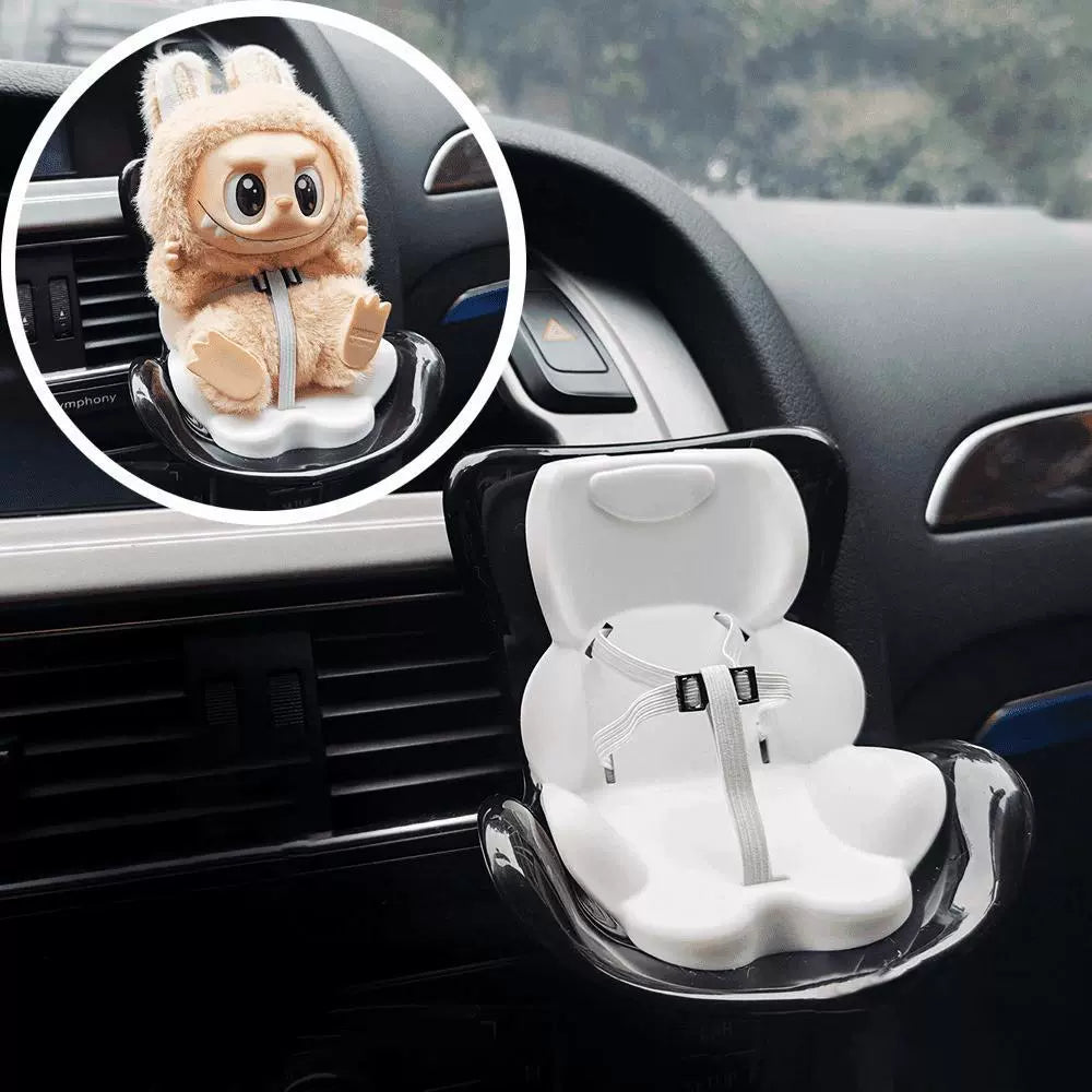 Labubu-Compatible Mini Car Safety Seat | Vehicle Doll Figurine, Dashboard Ornament & Car Interior Decor