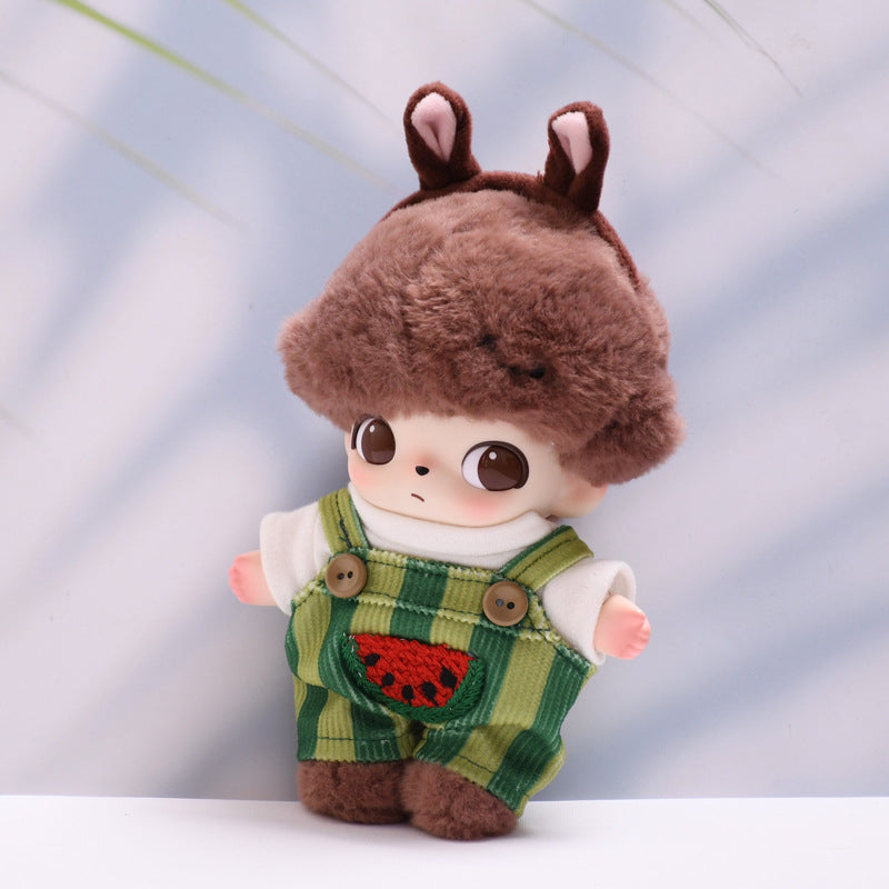 DIMOO WORLD Outfit Set - Watermelon Overalls & T-Shirt for Blind Box Keychain Doll