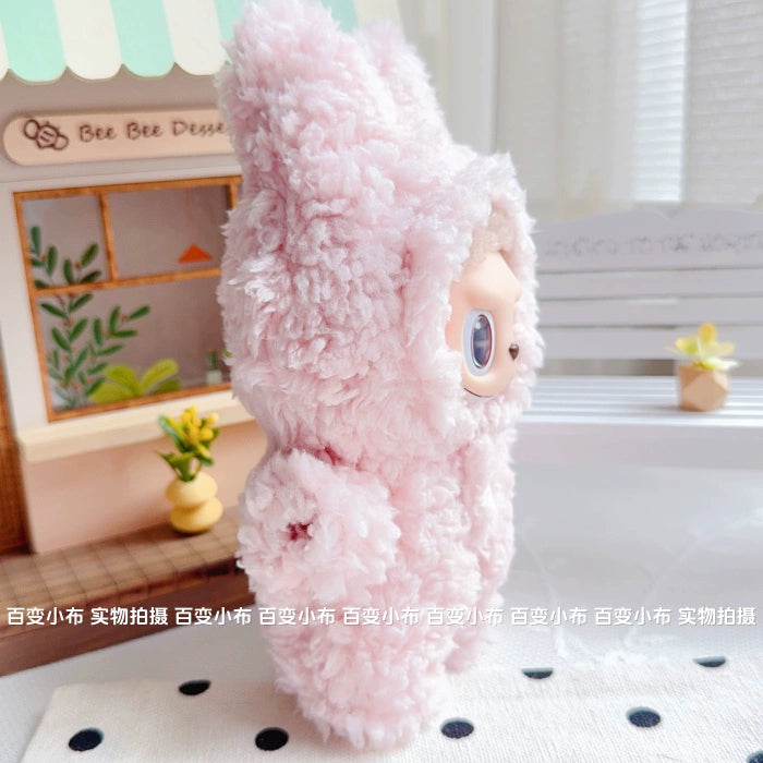 17cm Labubu Sitting Party Macaron Pastel Pink Rabbit Plush Onesie | Replacement Outfit for Plush/Vinyl Keychain Charms (Clothes Only)