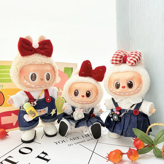 Labubu Blind Box Outfit - Vinyl Face Keychain Clothes for Sitting Party Doll