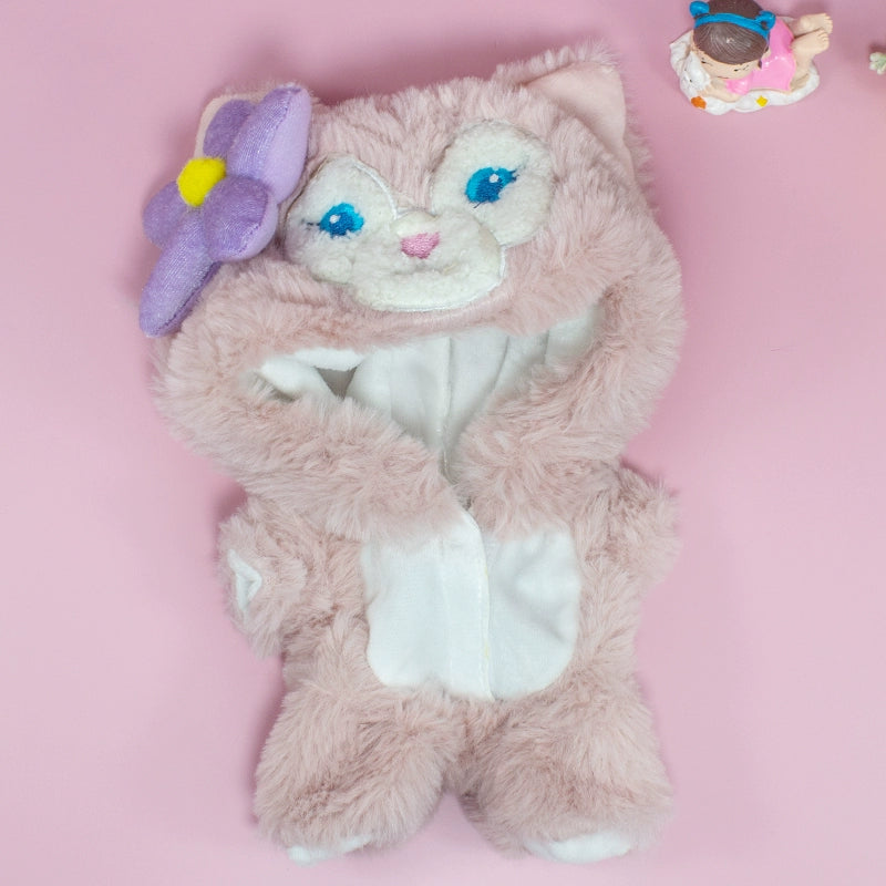 Handmade 20cm Cotton Doll Fuzzy Shark Onesie Pajama Set | Gray Shark Plush Sleepwear