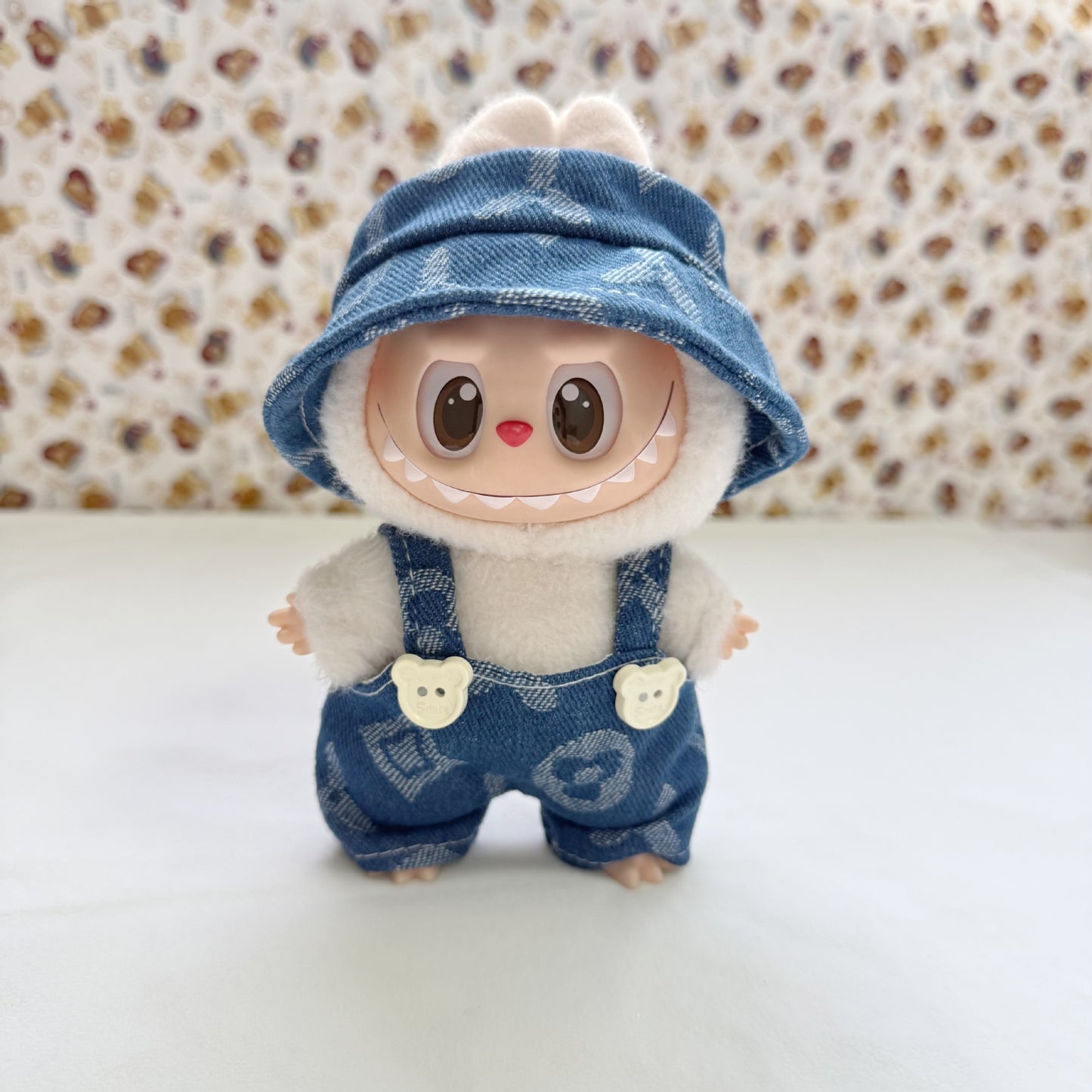 Labubu Series 1/2/3 Outfit - Denim Clover Set for Keychain Doll Clothes Streetwear