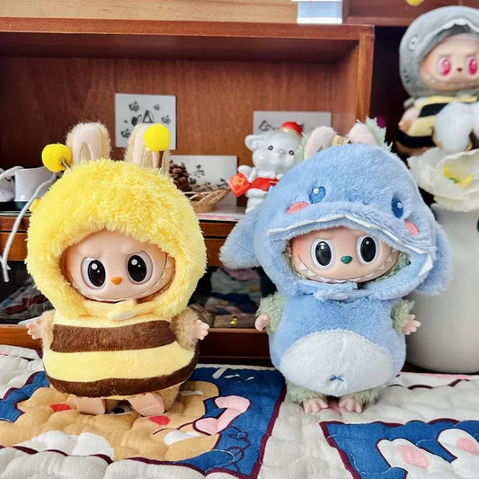 Dinosaur/Bee/Shark 3D Outfit for Labubu Plush Dolls - Cotton Doll Clothes