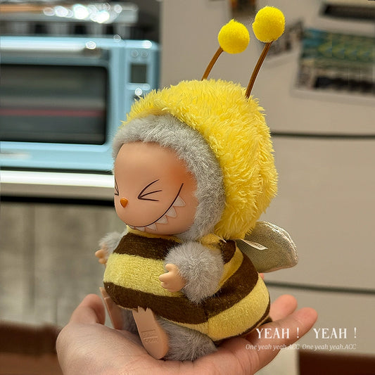 Labubu Have a Seat Bee Outfit - 17cm Striped Jumpsuit for Vinyl Dolls