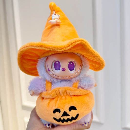 Labubu Halloween Pumpkin Devil Outfit - Party Costume for Series 1/2/3 Vinyl Doll