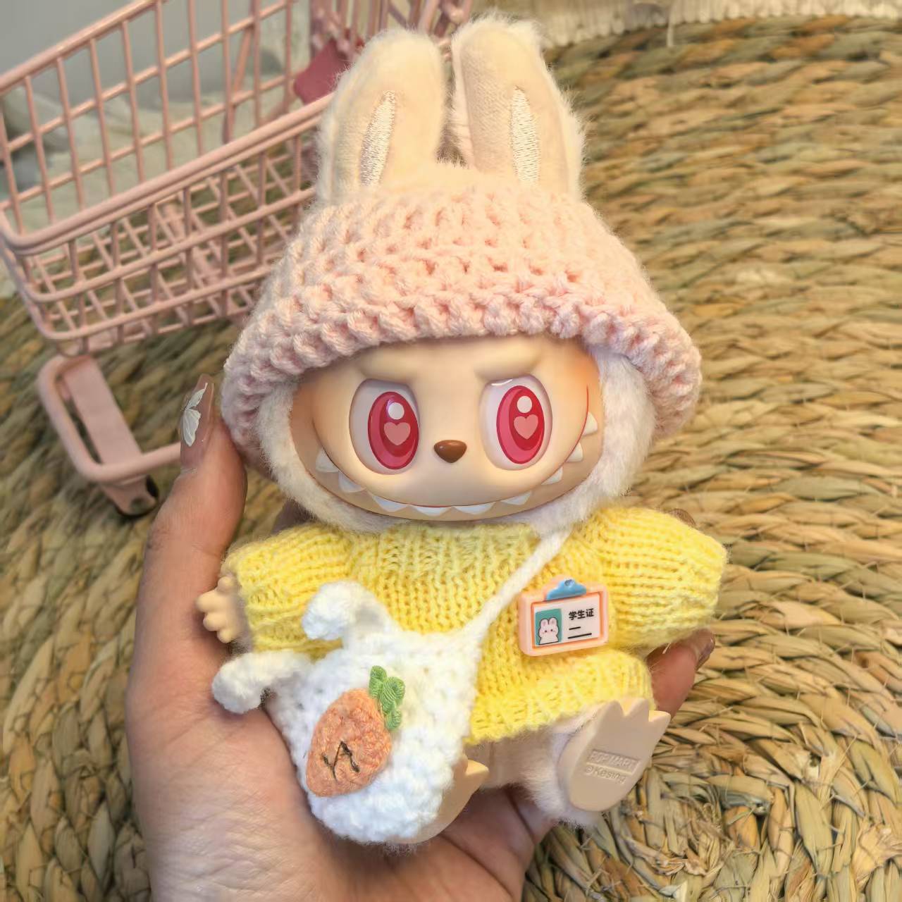 17cm Labubu 1st-2nd Gen Keychain Clothes Only | Cute Knit Brown Outfit Set | Replacement Wear for Plush/Vinyl Dolls