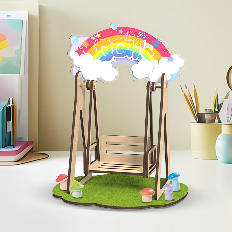 POP MART Labubu Forest Swing - Wooden DIY Hanging Seat for Plush Dolls Have a Seat Series