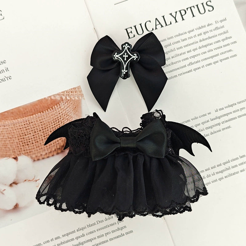 17cm Labubu Halloween Outfit - Devil Overalls Dress for Keychain Doll Clothes Change (No Shoes)