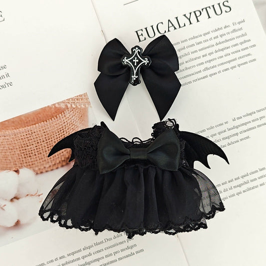 17cm Labubu Halloween Outfit - Devil Overalls Dress for Keychain Doll Clothes Change (No Shoes)