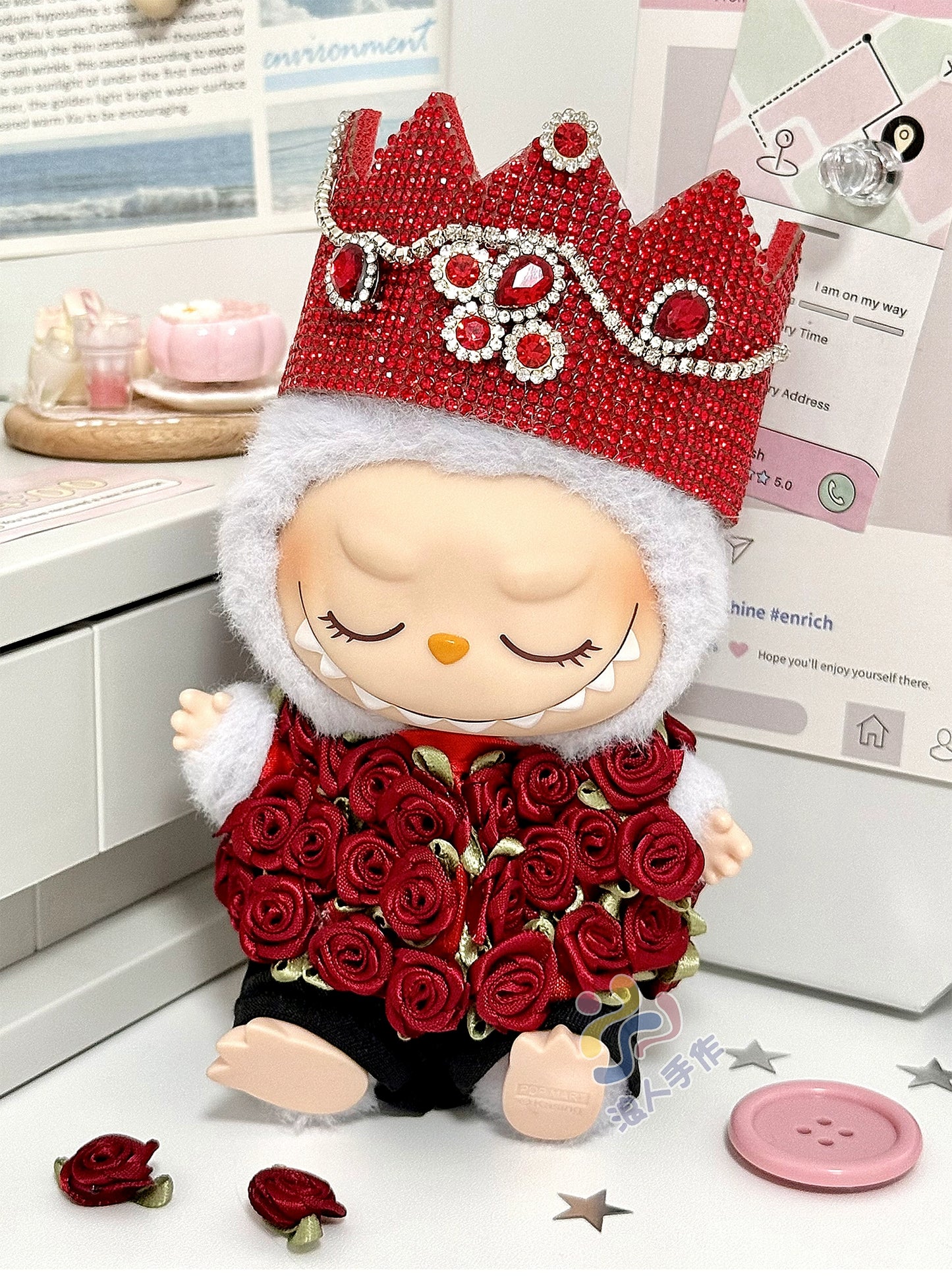 17cm Labubu GD Style Suit Set - G-Dragon Inspired Outfit for Series 1/2/3 Vinyl Doll