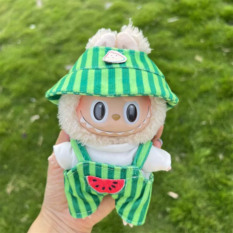 Labubu Fruit Party Costume Set - Watermelon Outfit for 17cm Plush Dolls