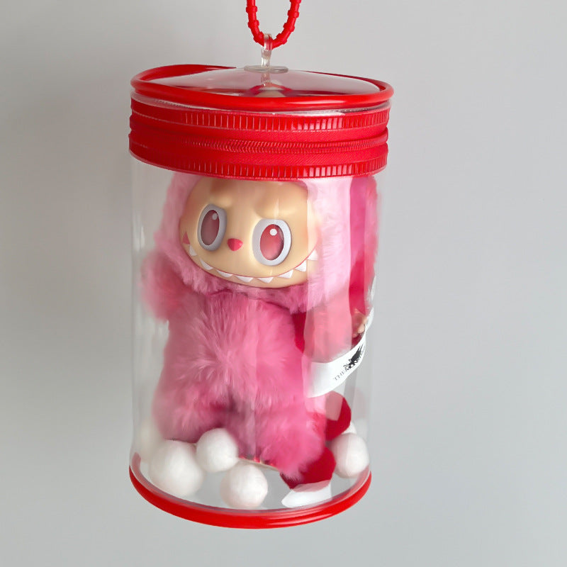 Labubu Coca-Cola Vinyl Case - Clear PVC Carrier for 17cm Cotton Doll, Display Protector