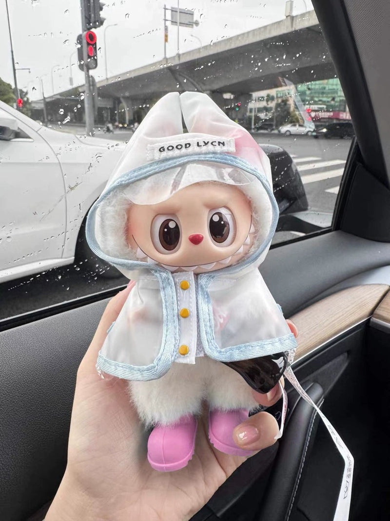 Labubu Doll Raincoat - Clear PVC Outfit Fits Gen1/2/3 (No Doll & Shoes)