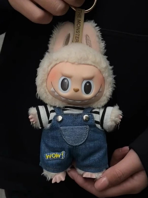 Casual Wear Set for Labubu - 17cm Striped T-Shirt & Denim Jeans for Gen123 Vinyl Dolls