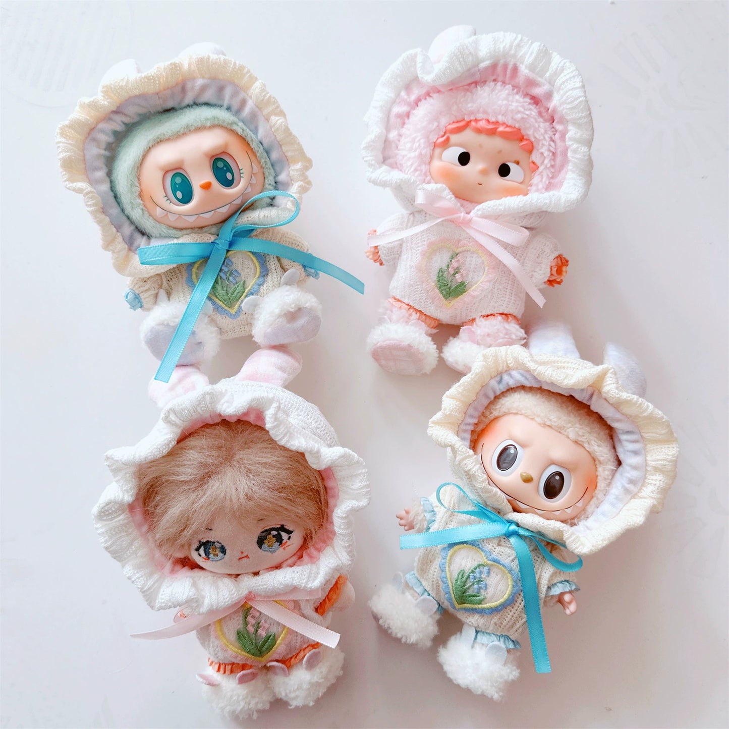 17cm Labubu Blind Box Doll Cartoon Outfit | Changeable Clothing with Fried Shrimp & Dinosaur Themes