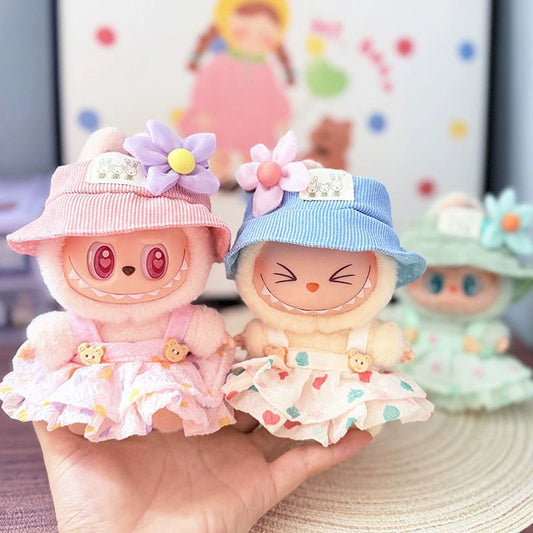 [Clothes Only] Gen 1-2 Labubu Clothing Accessories | Cute Crinkled Gauze Heart Dress for Sitting Dolls