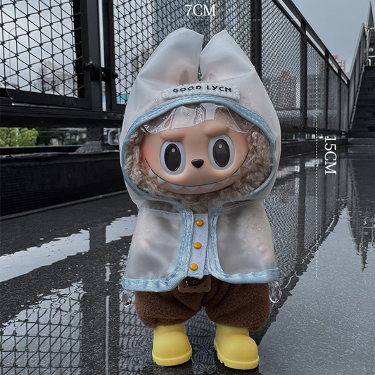 Labubu Raincoat - Trendy Clear Outerwear for 17cm Doll Collectibles
