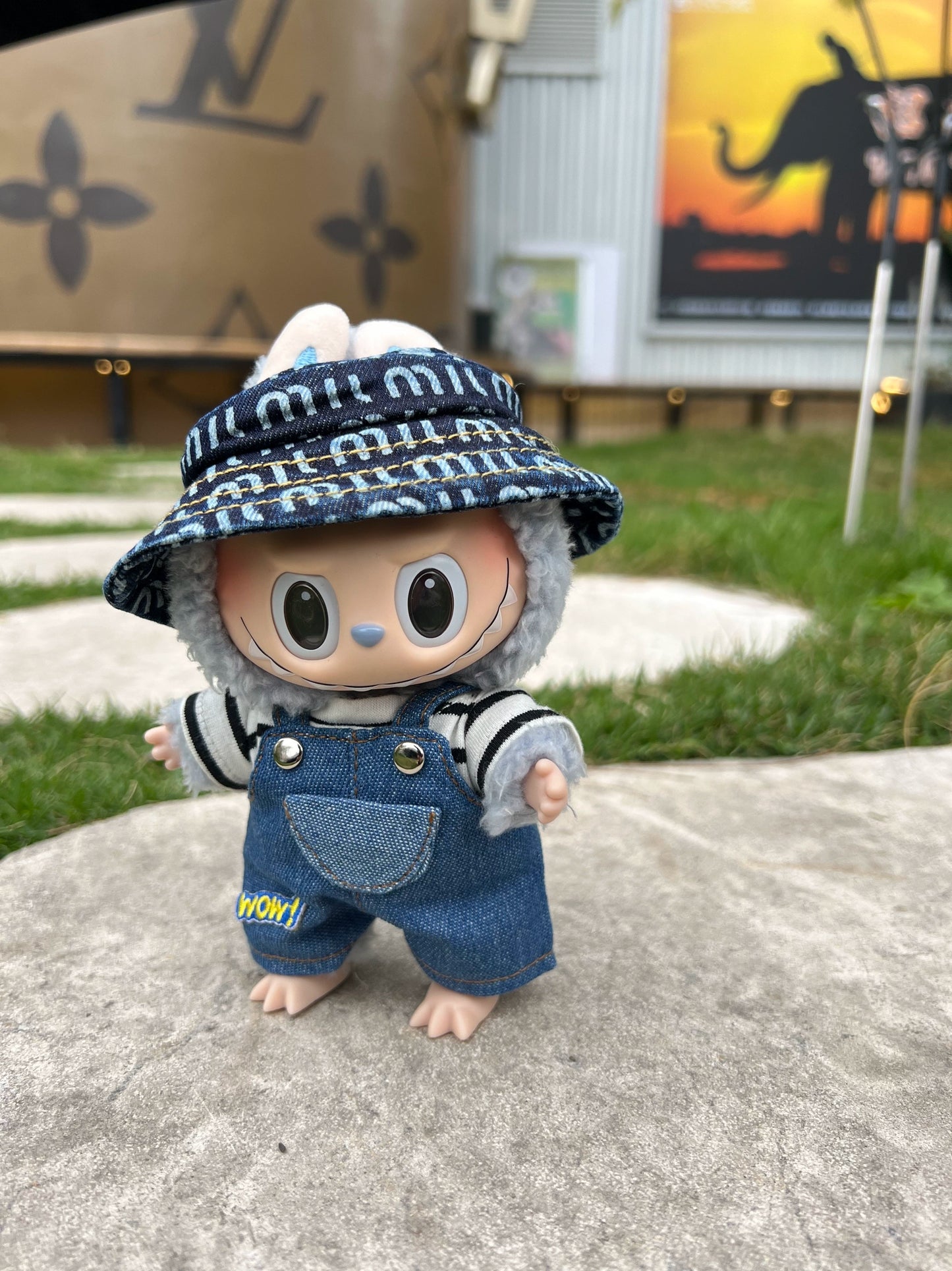 POP MART Labubu WOW Series Doll Clothes - Macaron Vinyl Face Cool Outfit for 17cm Figures (No Doll Included)
