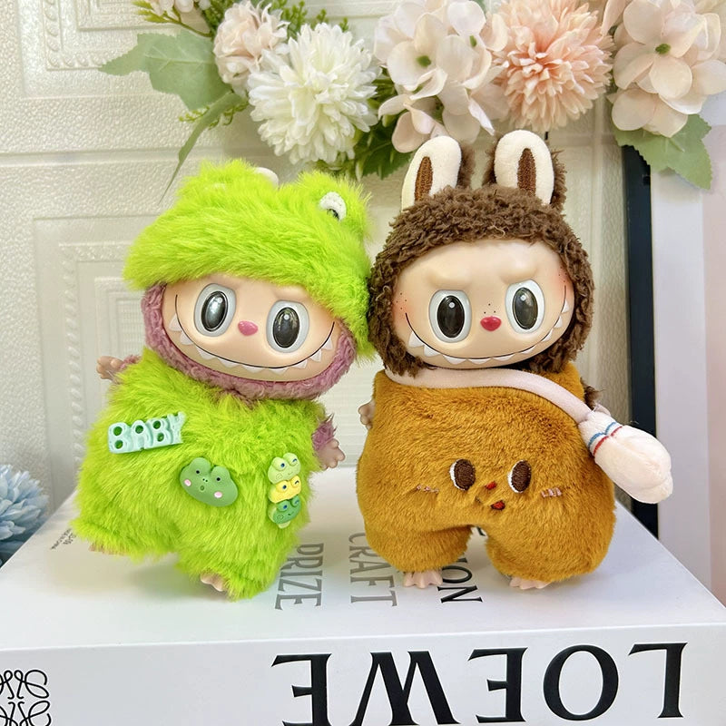 POP MART Labubu 17cm Doll Clothes - Cute Bear Bread Costume Set w/Keychain (No Doll Included) | Vinyl Figure Outfit