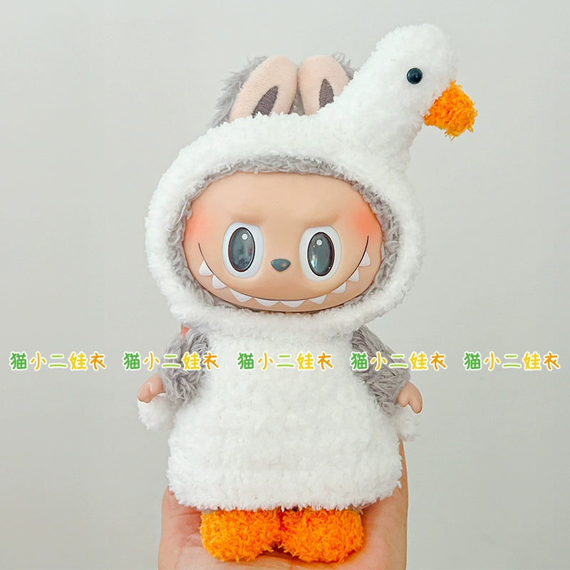Labubu Sitting Party Doll Clothes | Hand-Knit White Swan Set | Fits Plush & Vinyl (Vinyl Face) Figures | Replacement Outfits