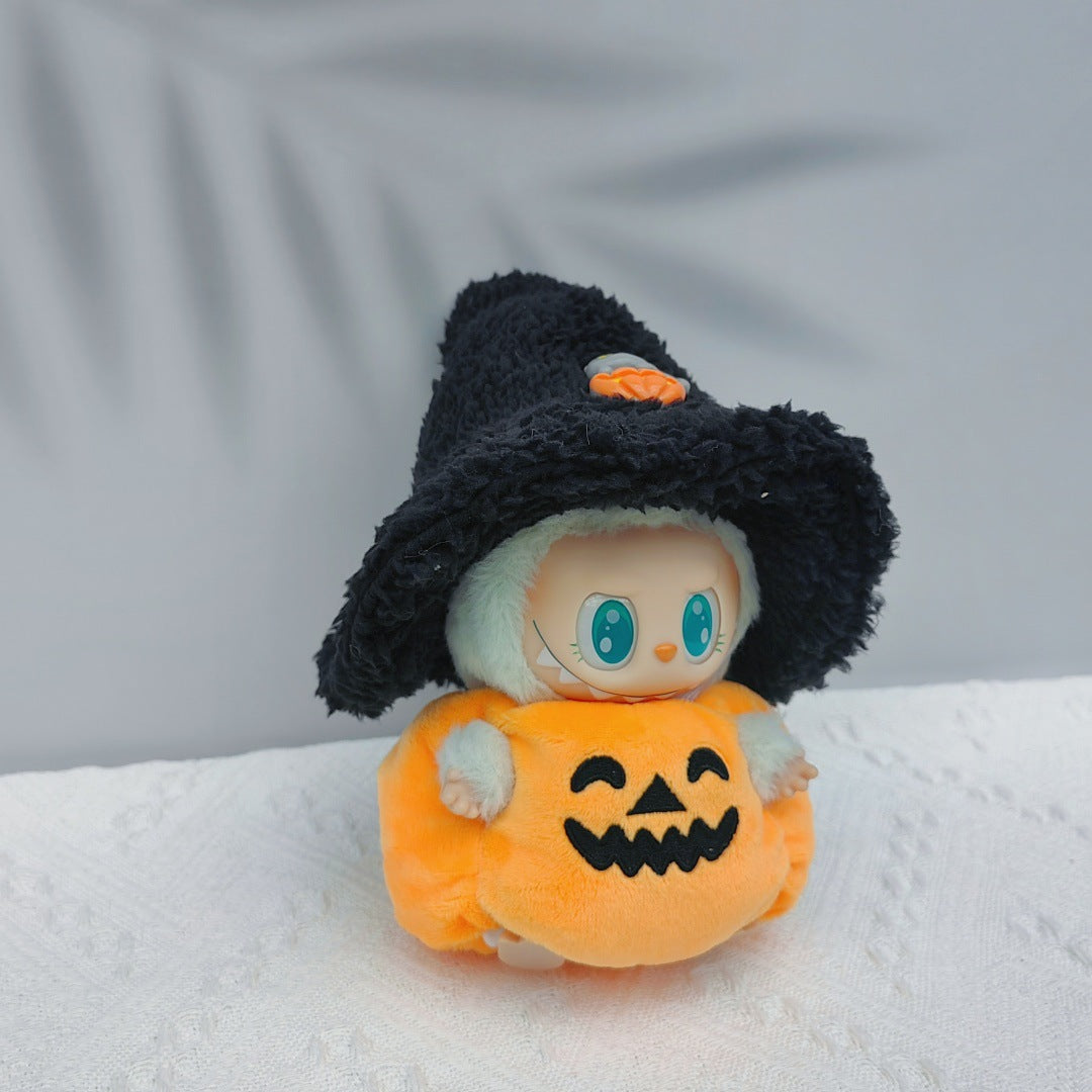 17cm Labubu Halloween Pumpkin & Christmas Devil Outfit | Vinyl Replacement Clothes with Horns & Tail for Collectible Dolls