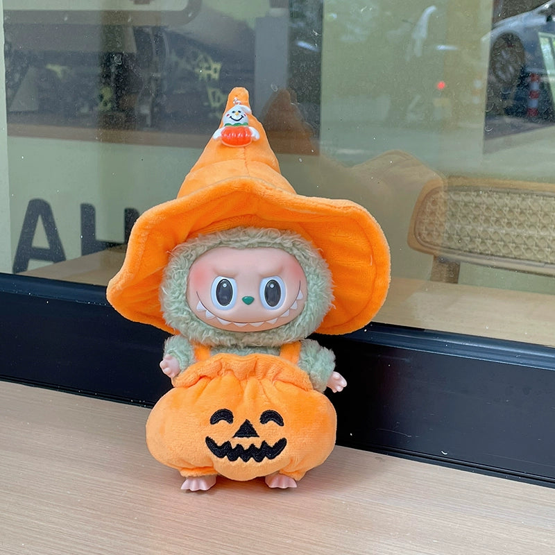 Halloween Pumpkin Costume for Labubu Vinyl Doll – Cute & Removable Outfit