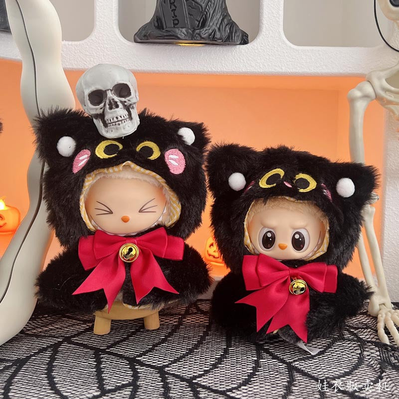NEW 17cm Labubu Halloween Suit Set - Black Cat Shawl Cape (Fits Gen1/2)