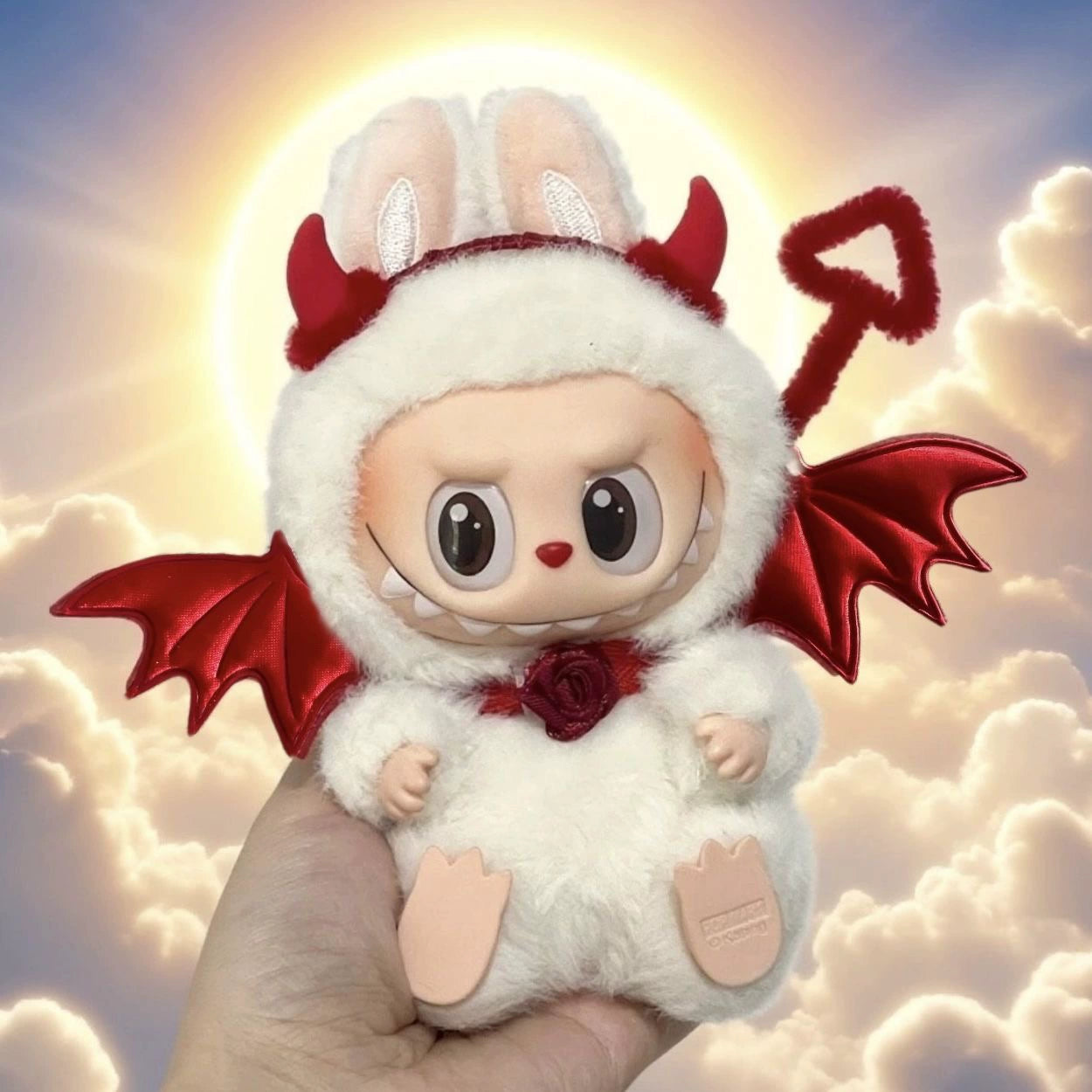 Labubu Series 1/2/3 Halloween Outfit - Red Devil Wings & Horn Headband Cute Accessory