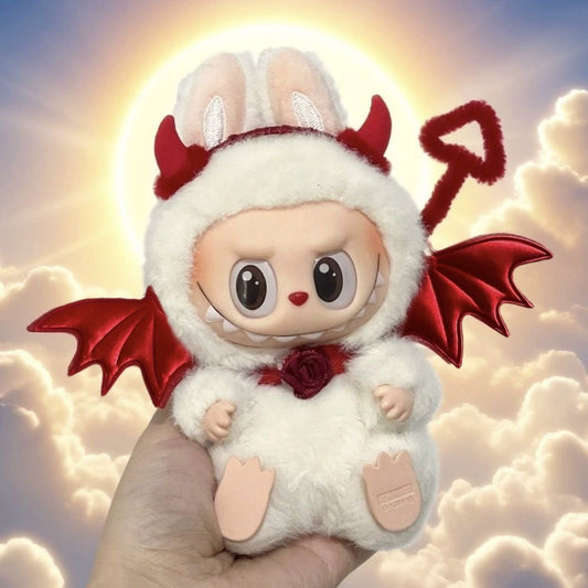 Labubu Series 1/2/3 Halloween Outfit - Red Devil Wings & Horn Headband Cute Accessory