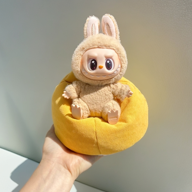 17cm Labubu Doll Sleeping Bed - Lazy Sofa & Beanbag Chair for Car Decor & Home