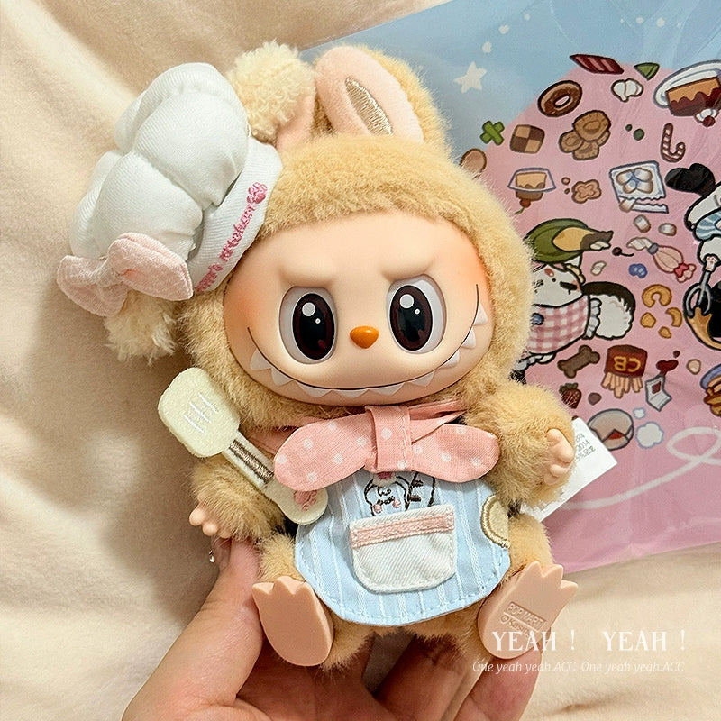 17cm Labubu Chef Costume Set | Handmade Vinyl-Compatible Clothes with Apron & Chef Hat for Collectible Dolls
