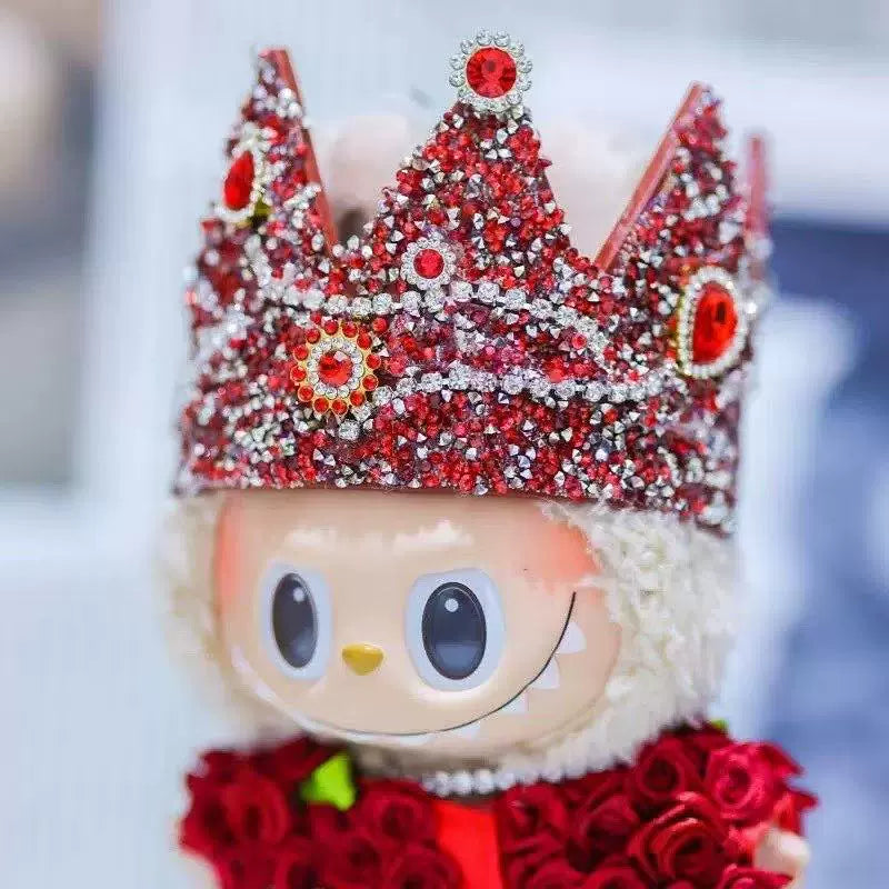 Handmade 17cm Labubu G-Dragon's Concert Red Rose Crown Outfit Set