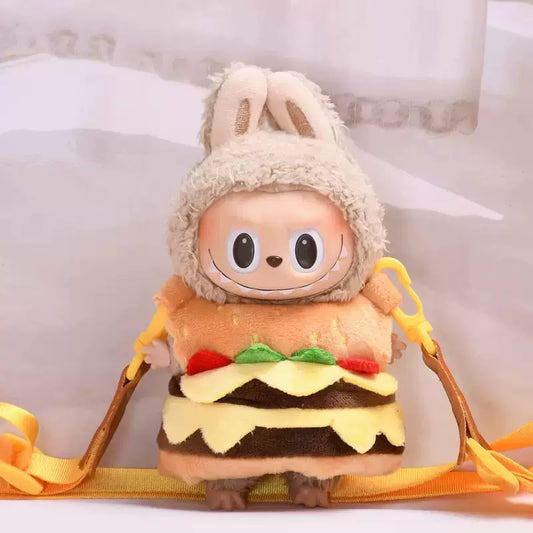 POP MART Labubu Doll Clothes - Hamburger Takeout Bag Outfit for 17cm Figures (No Doll Included) | Fast Food Costume