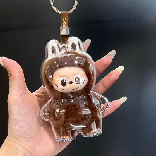10cm Labubu 4.0 Heart Code Carrier - POP MART Doll Bag with Keychain & Dust Cover