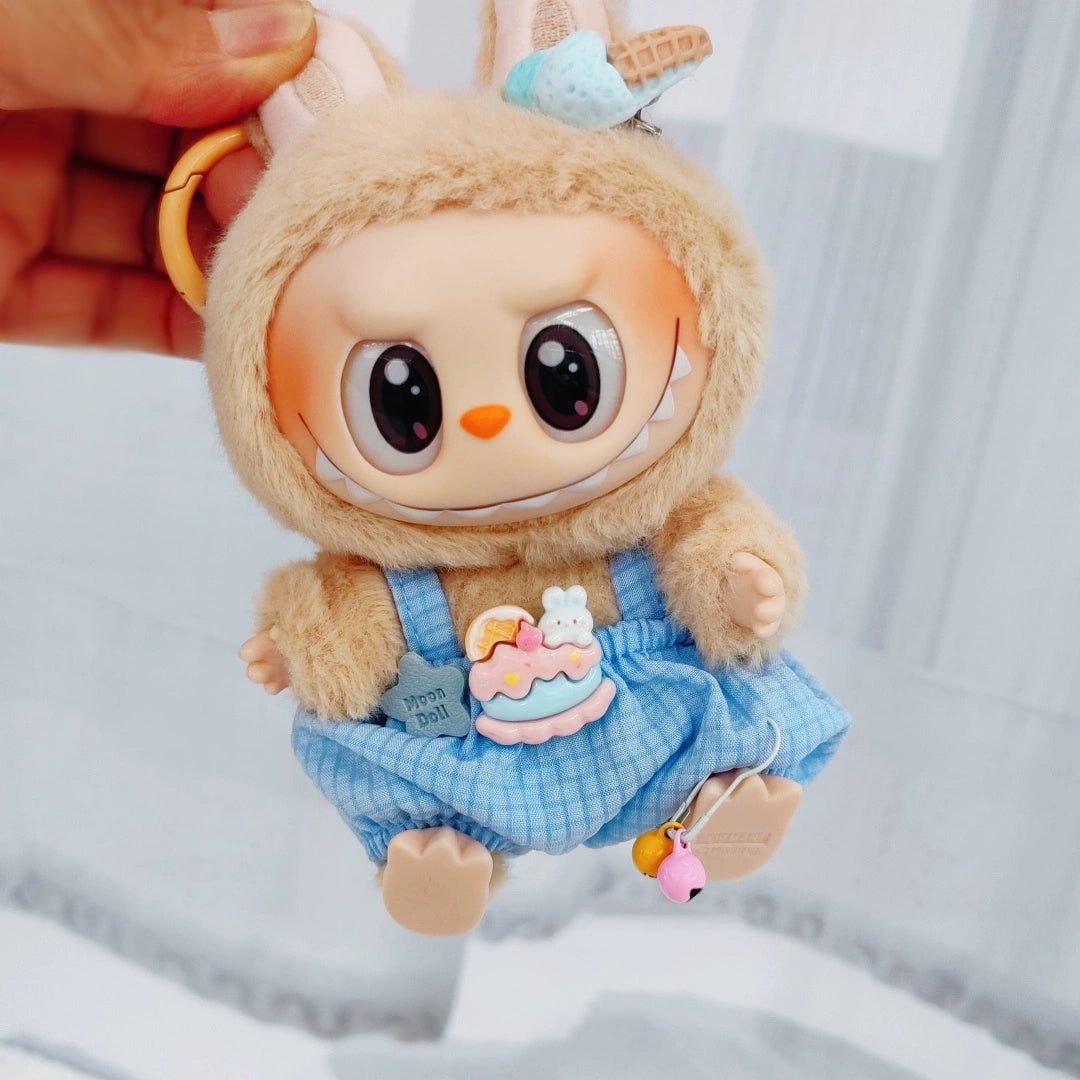 Labubu Outfit 6-Piece Set - Ice Cream Overalls & Accessories for 17cm Vinyl Figures