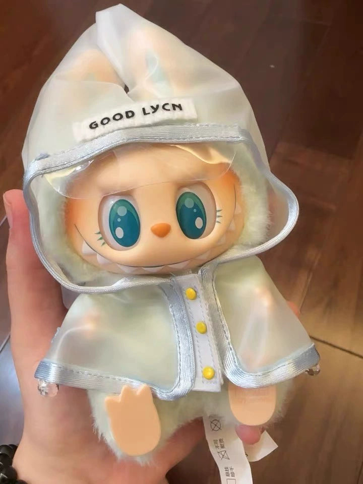 Labubu Doll Raincoat - Clear PVC Outfit Fits Gen1/2/3 (No Doll & Shoes)