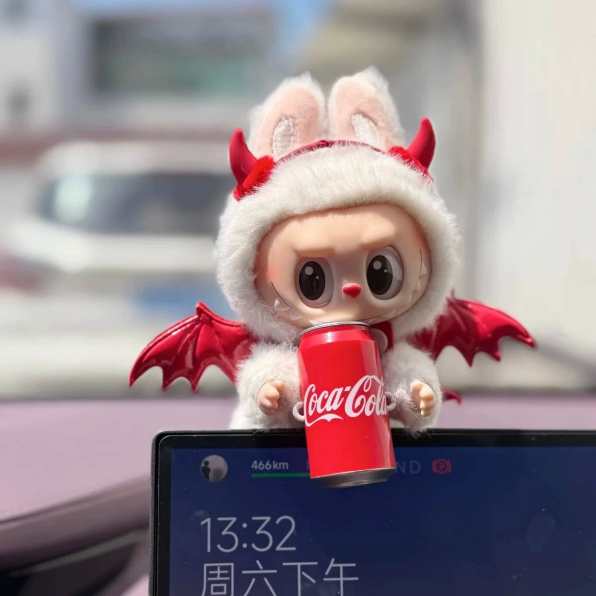 Labubu Coca-Cola Devil Outfit - Red Costume w/ Wings & Tail for Vinyl Blind Box Doll