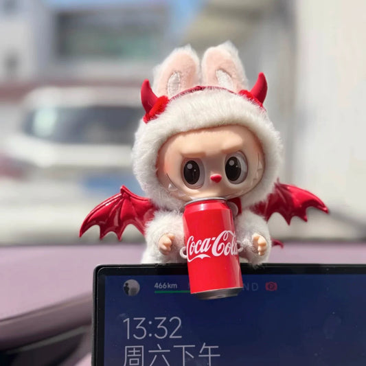 Labubu Coca-Cola Devil Outfit - Red Costume w/ Wings & Tail for Vinyl Blind Box Doll
