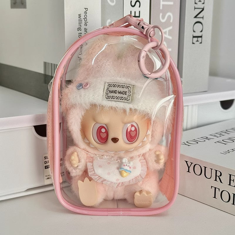 15cm Labubu Sitting Series Protective Case - Dustproof Carrier for Cotton & Vinyl Doll