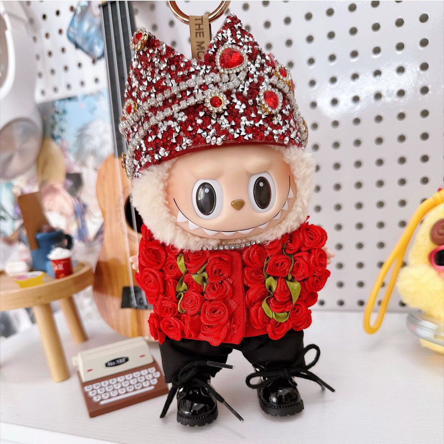 Pop Mart Labubu x G-Dragon 17cm Concert Rose-Themed Outfit Set | Official Collaboration Changeable Clothing for Vinyl & Plush Dolls