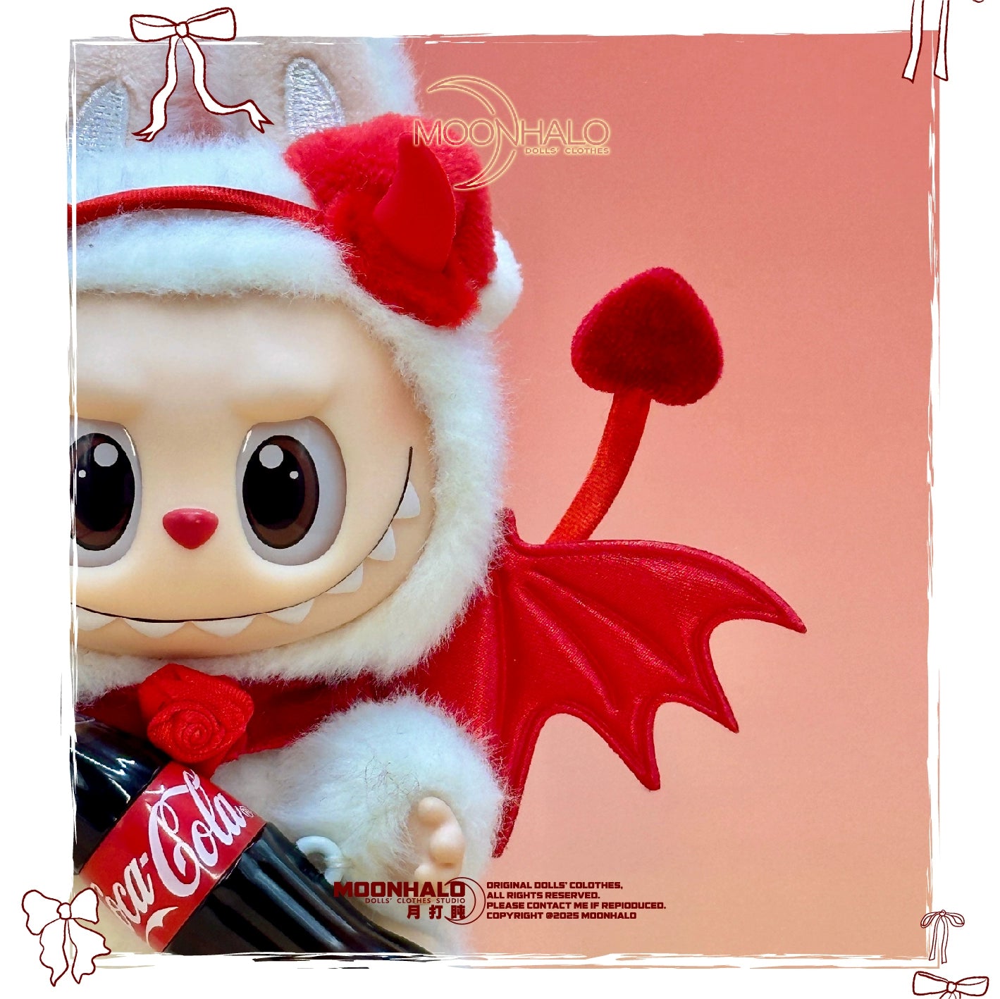 17cm Labubu Halloween Trick-or-Treat Red Devil Outfit Set | Wings, Tail & Horns Included