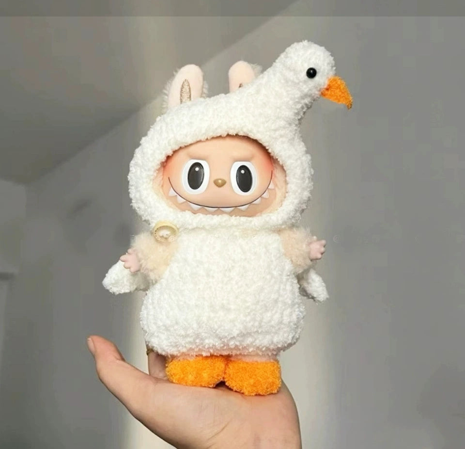 NEW Handmade 17cm Labubu Doll Clothes Set - Swan/Dinosaur Outfit for Vinyl dolls