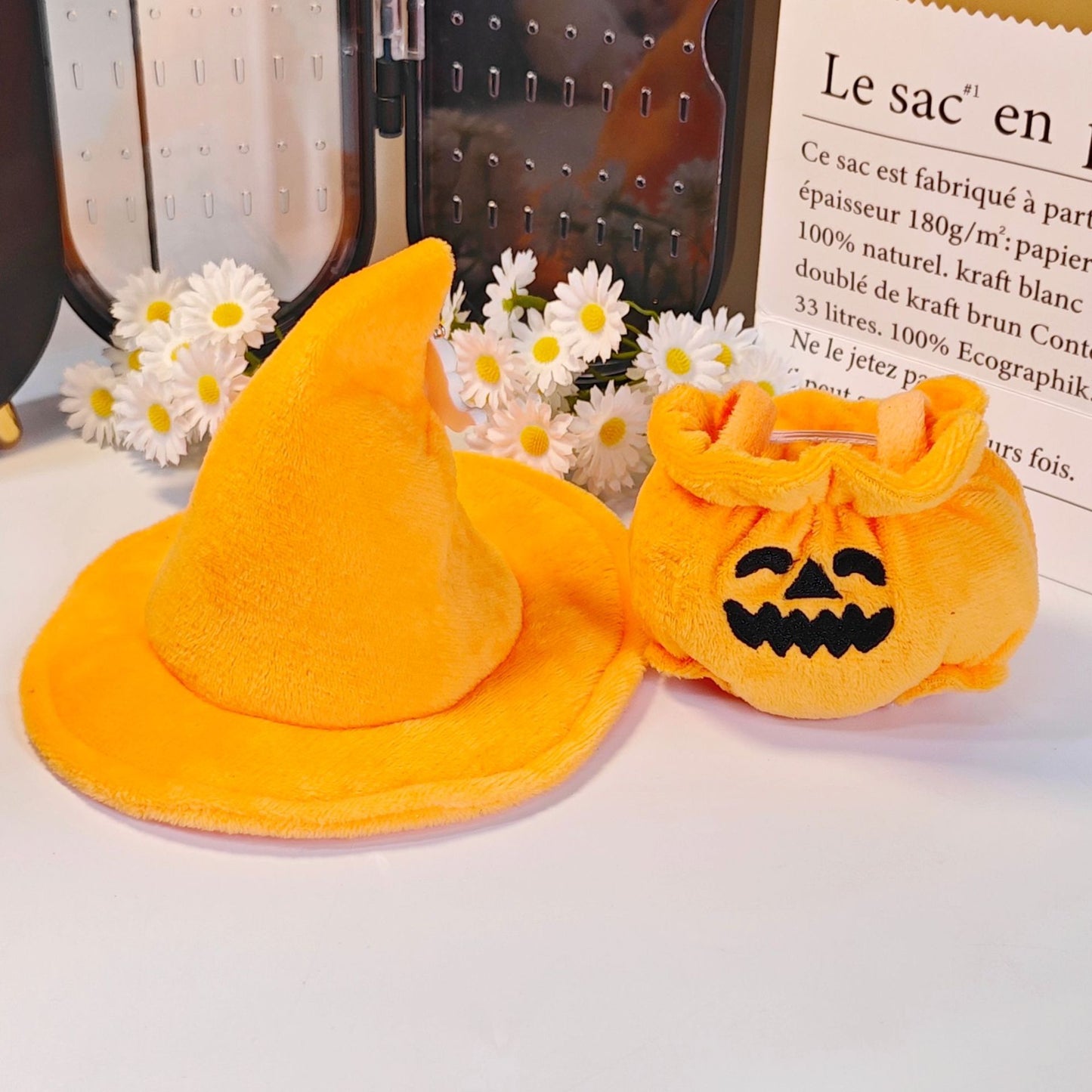 Labubu Halloween Pumpkin Outfit - Plush & Vinyl Doll Costume for Sitting Party Series