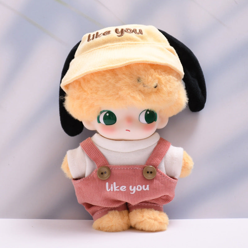 DIMOO WORLD Outfit Set - Watermelon Overalls & T-Shirt for Blind Box Keychain Doll