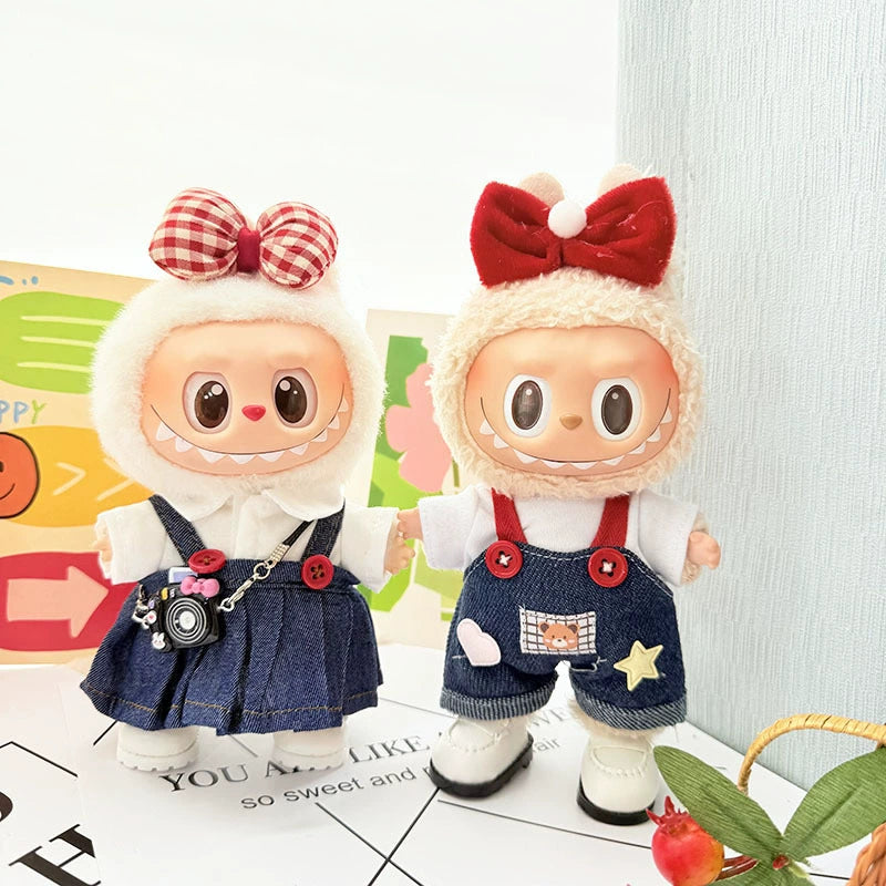 Labubu Blind Box Outfit - Vinyl Face Keychain Clothes for Sitting Party Doll